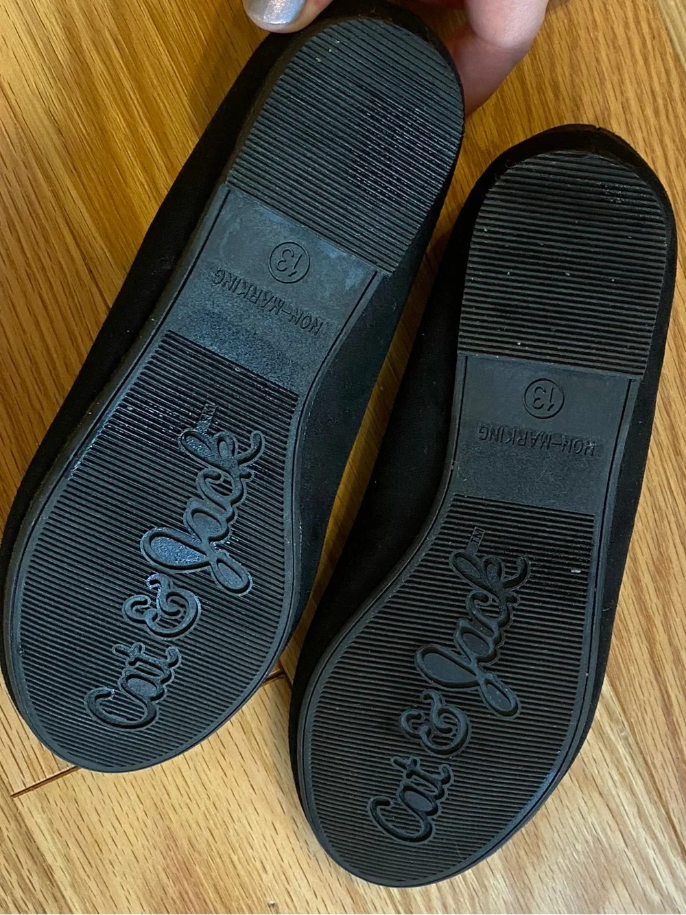 Cat & Jack Girls Black Cat Face Ballet Flats Shoes Size 13